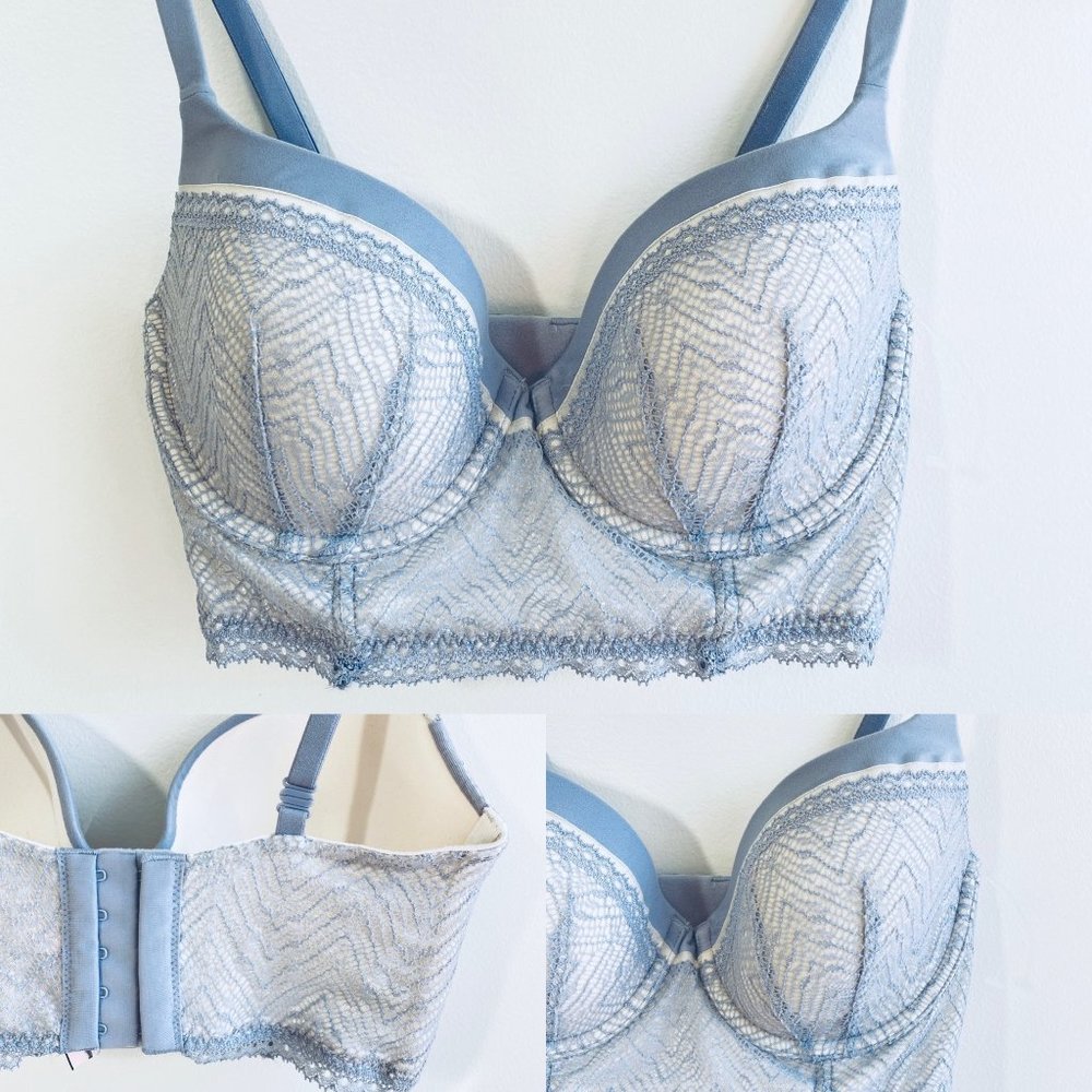 Victoria's Secret Womens Body By Victoria Shimmery 32DD Long Bra Top Blue New
